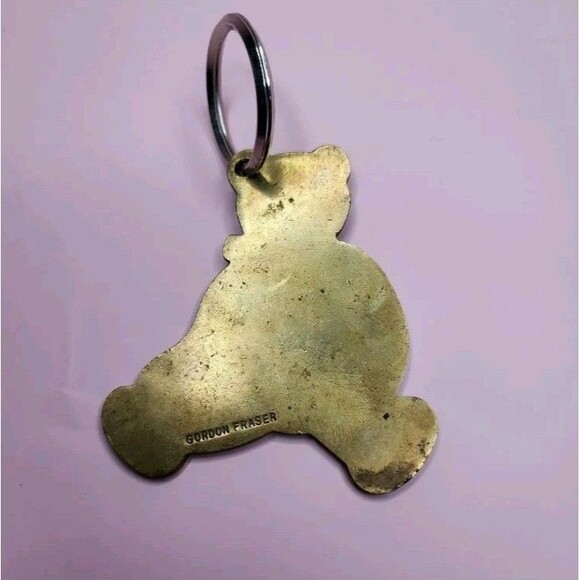 Vintage Gordon Fraser Teddy Bear Keychain Solid Brass Signed Cute Animal - Picture 3 of 5